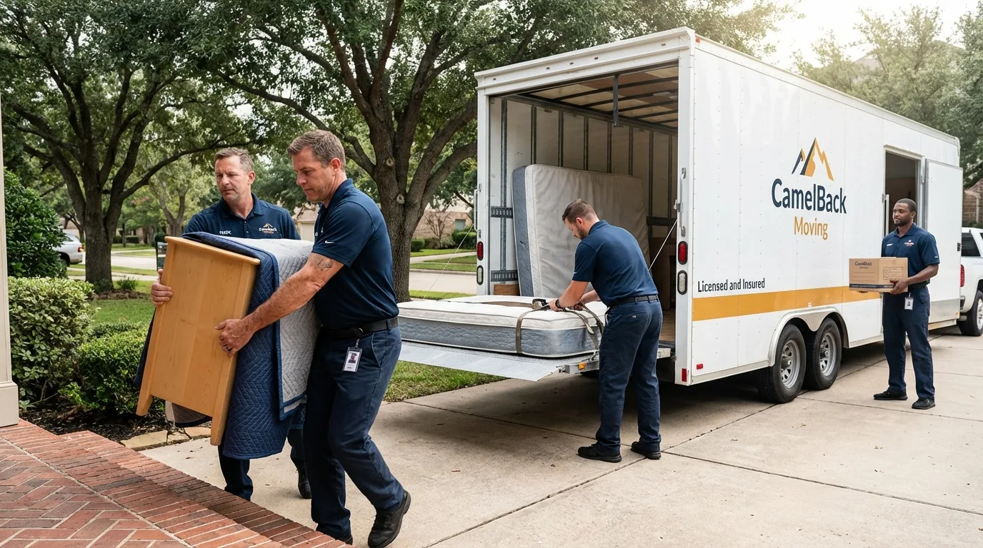 Crew loading residential truck for cross-state move from Pickerington, OH