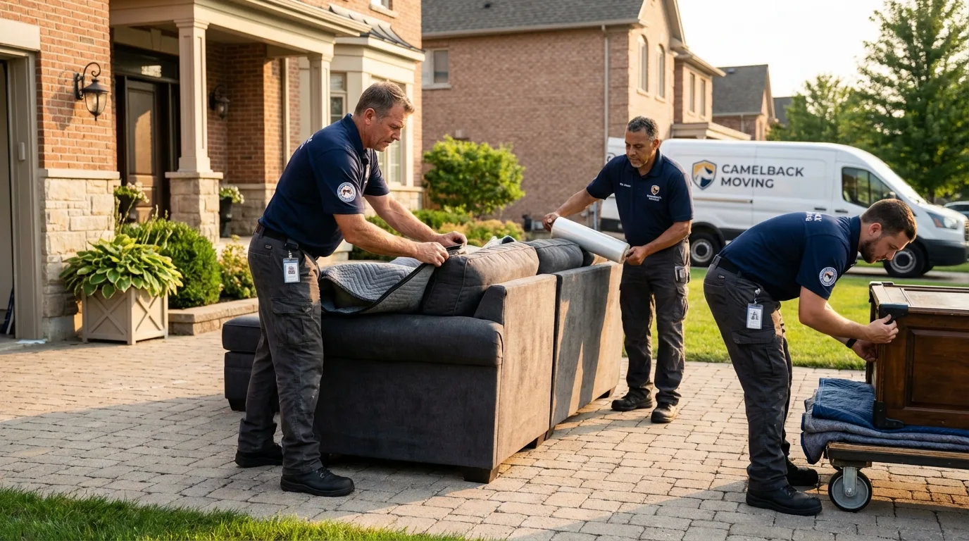 Large estate moving crew wrapping furniture in Pickerington, OH